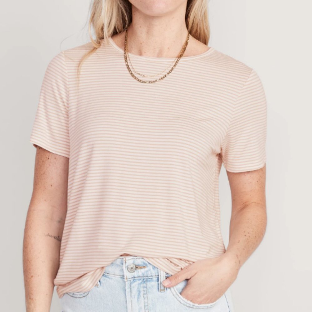 🎉 4 for $25 🎉 Old Navy Luxe Stripe Short Sleeve T-Shirt XXL